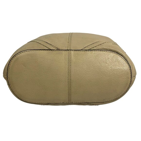 FOSSIL 75082 Beige Leather Hobo Slouchy Bag Tote Shopper Brass Hardware VTG - Picture 6 of 11